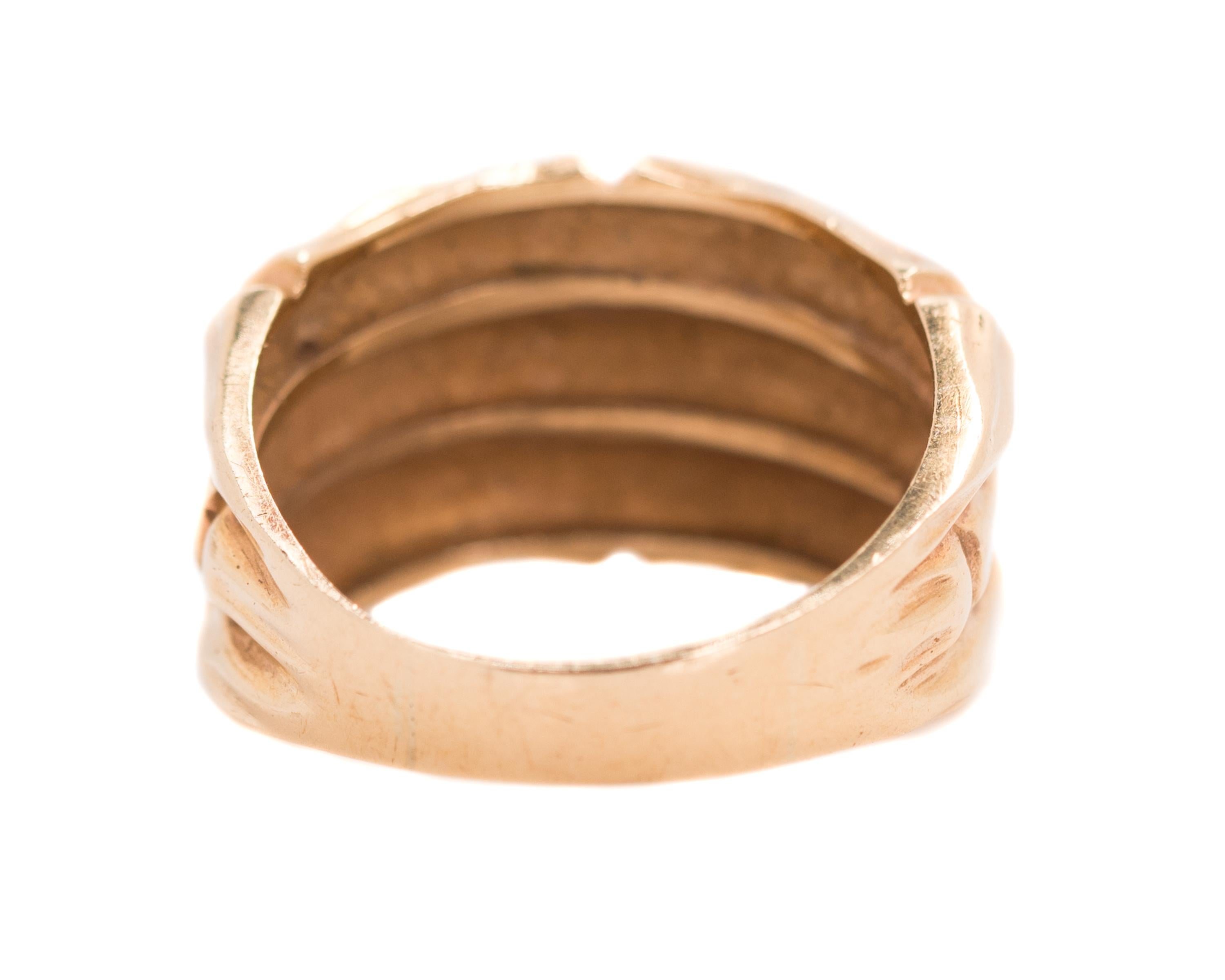 1950er Jahre 14 Karat Gelbgold Bambusband Ring im Zustand „Gut“ im Angebot in Atlanta, GA