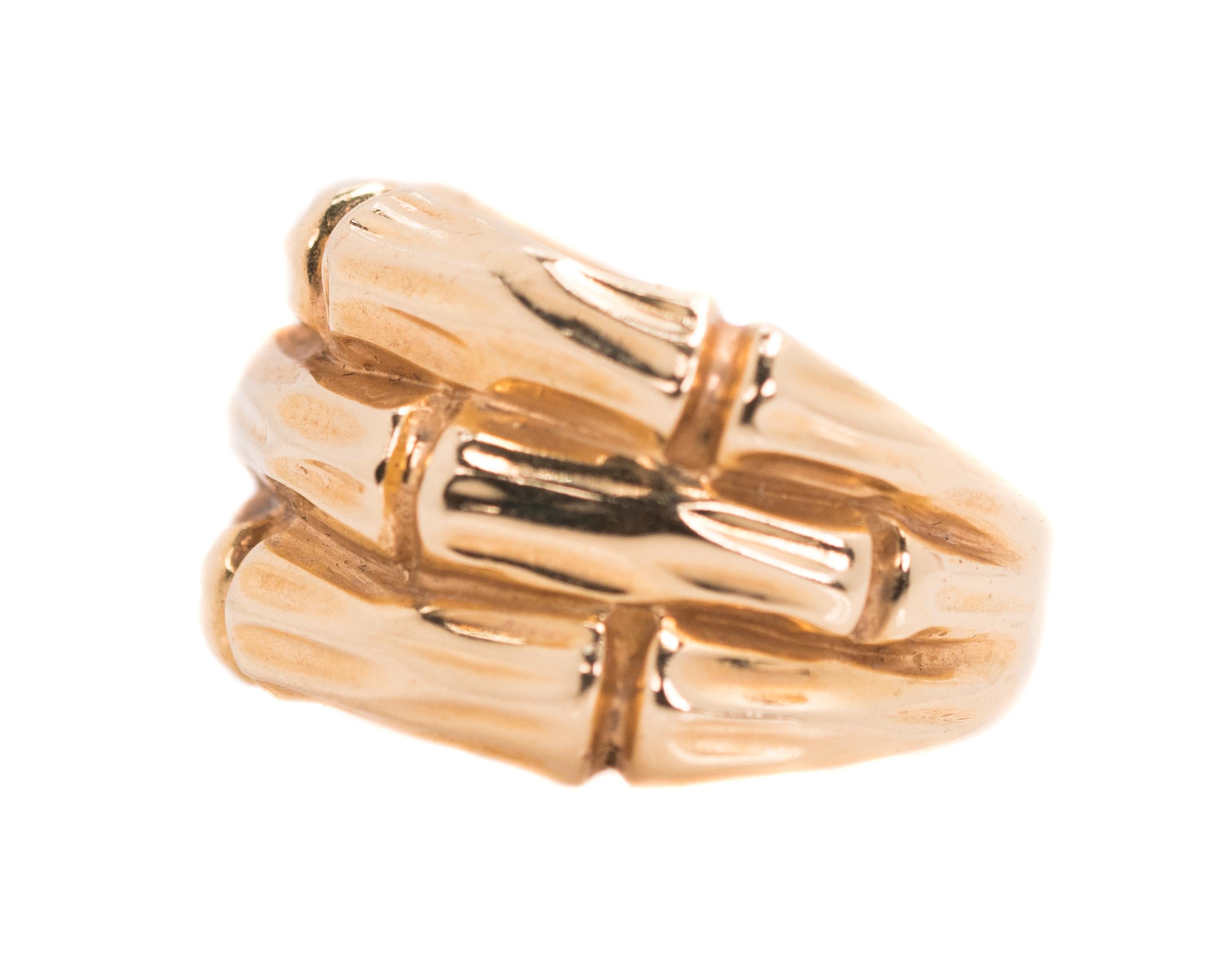 1950er Jahre 14 Karat Gelbgold Bambusband Ring für Damen oder Herren im Angebot