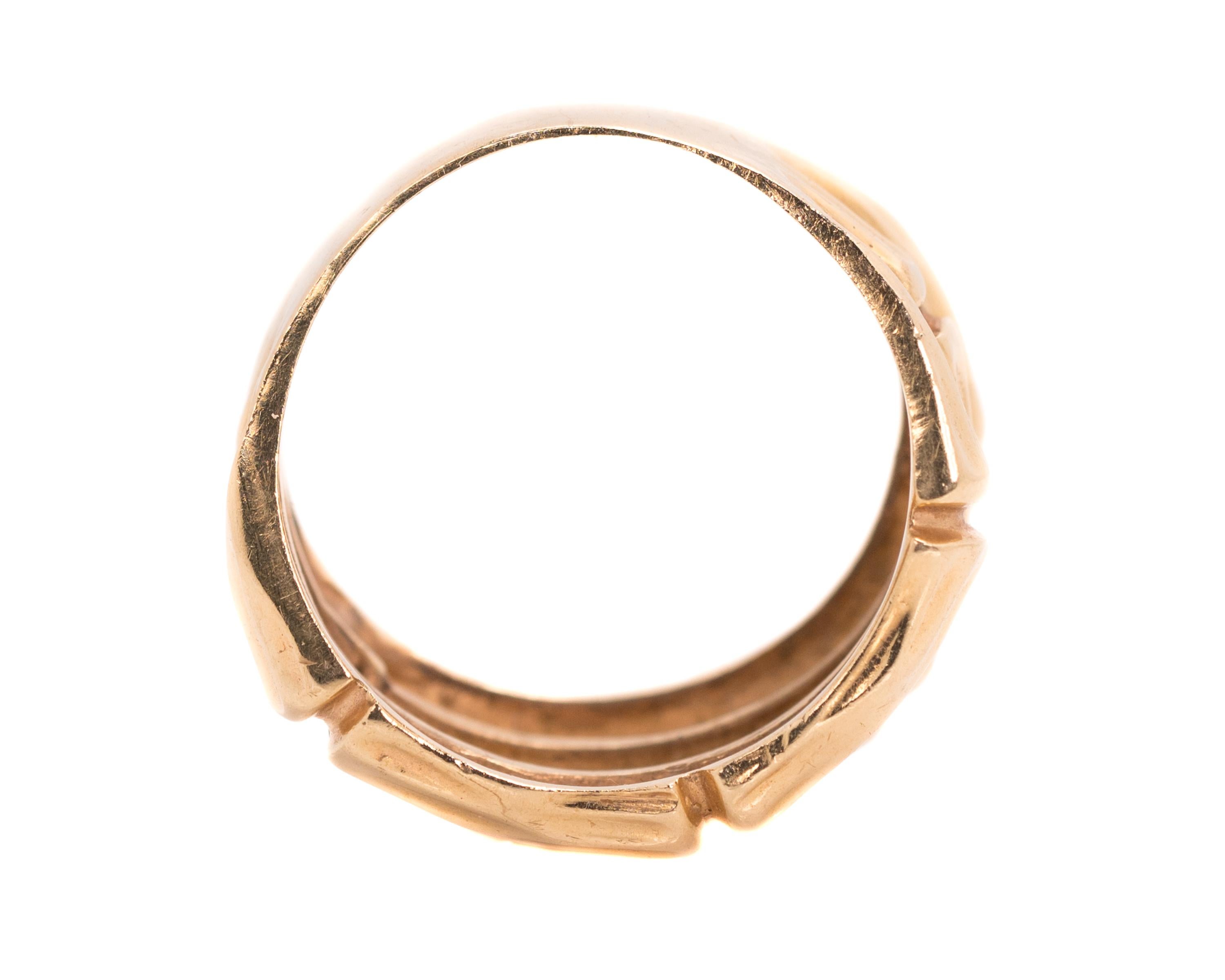 1950er Jahre 14 Karat Gelbgold Bambusband Ring im Angebot 2