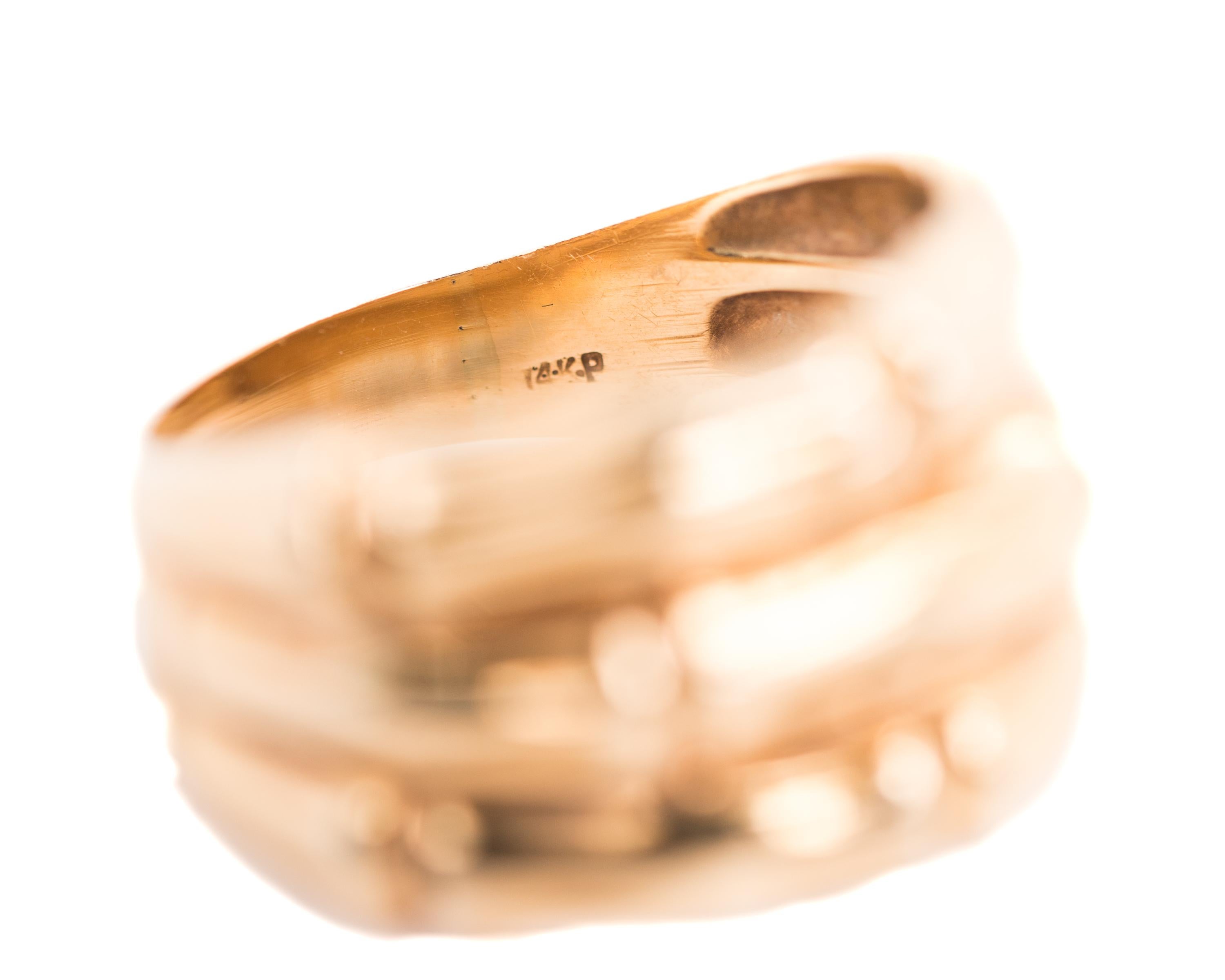 Women's or Men's 1950s 14 Karat Yellow Gold Bamboo Band Ring For Sale