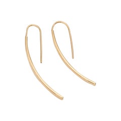 1950s 14 Karat Yellow Gold Curved Drop Earrings