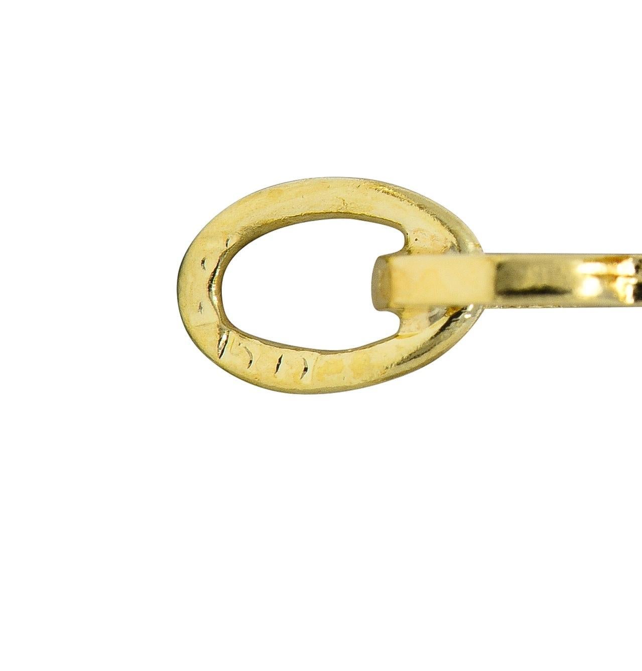 1950's 14 Karat Yellow Gold Vintage Fancy Heart Link Chain Necklace For Sale 2