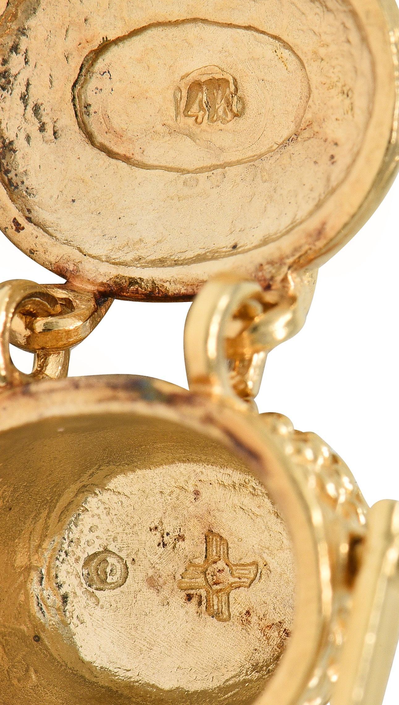 1950's 14 Karat Gelbgold Vintage Picknick Korb Anhänger Charme im Angebot 2