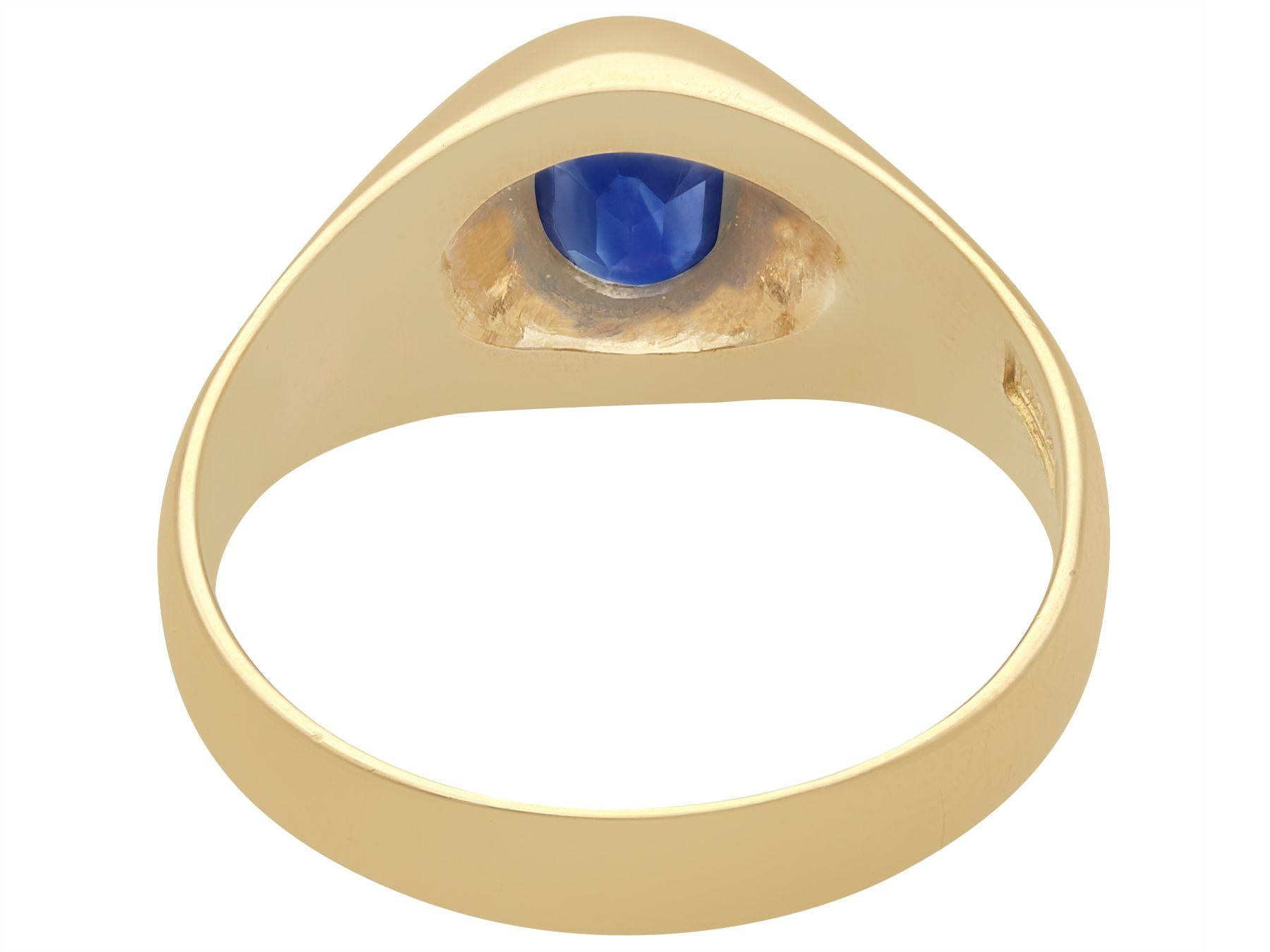 Vintage 1950s 1.42 Carat Sapphire and 18K Yellow Gold Ring In Excellent Condition In Jesmond, Newcastle Upon Tyne