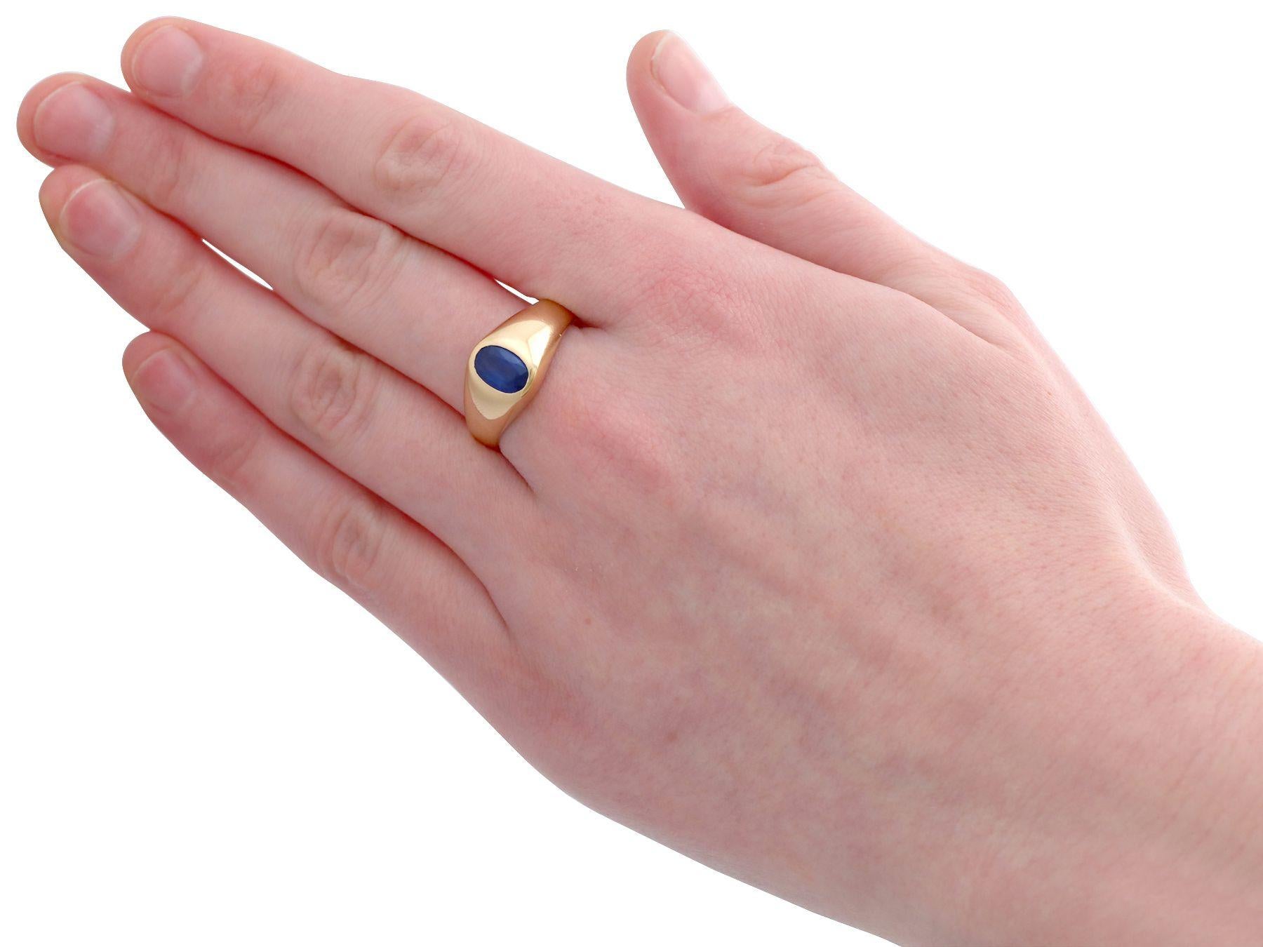 Vintage 1950er Jahre 1,42 Karat Saphir und 18K Gelbgold Ring 1