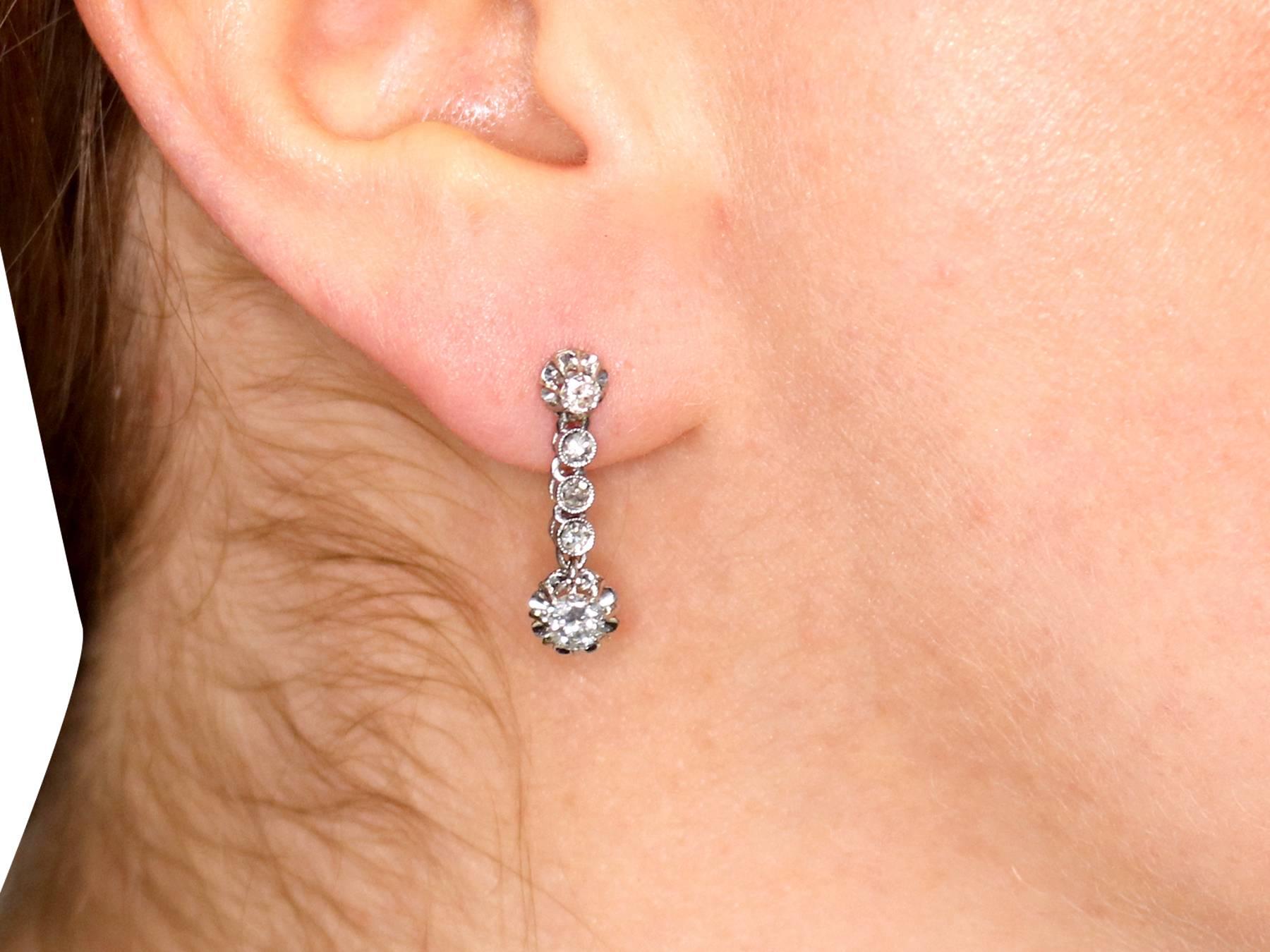 1950s 1.46 Carat Diamond and Platinum Drop Earrings 5