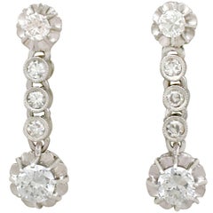 1950s 1.46 Carat Diamond and Platinum Drop Earrings