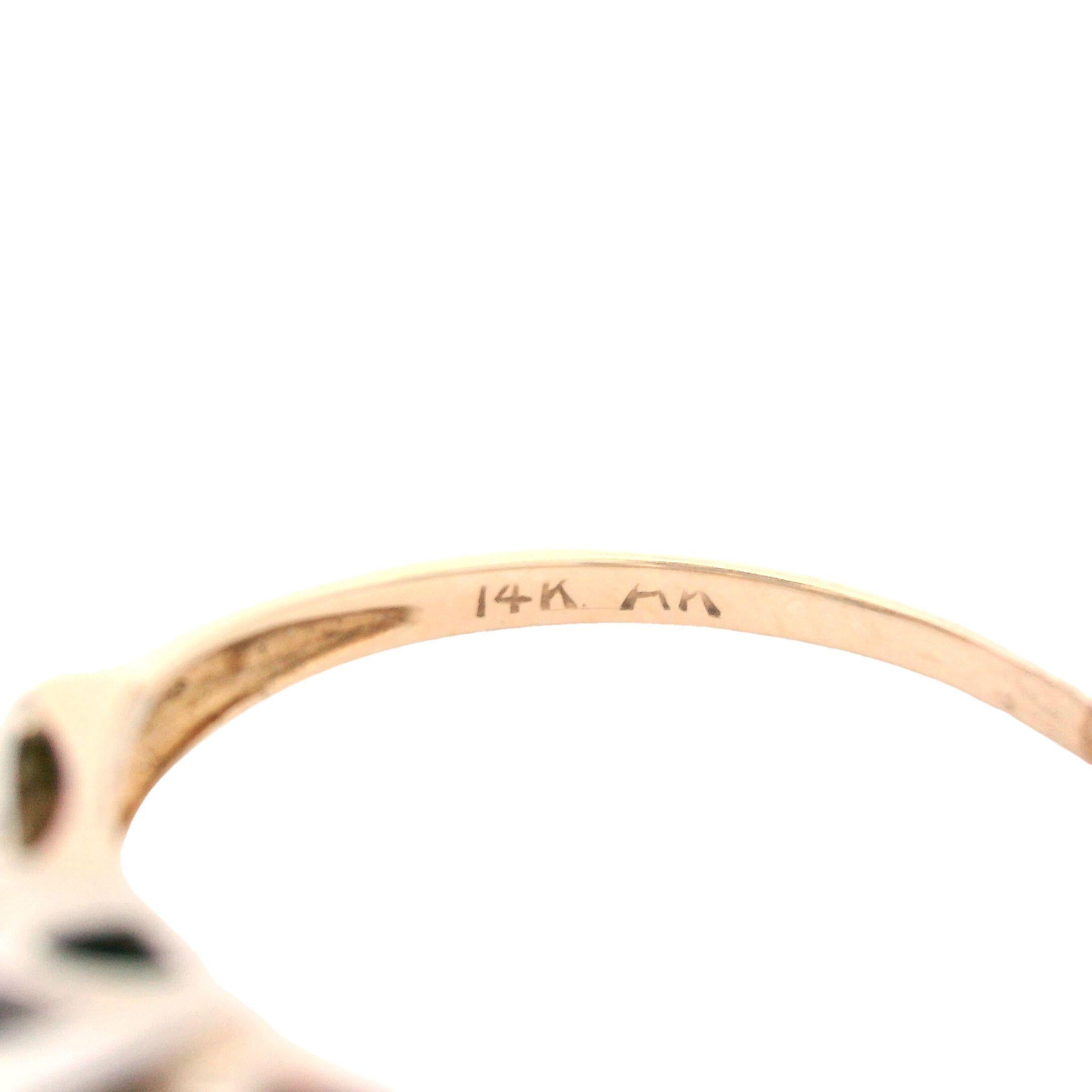1950's 14k Two-Tone Yellow and White Gold Round Diamond Ring For Sale 2