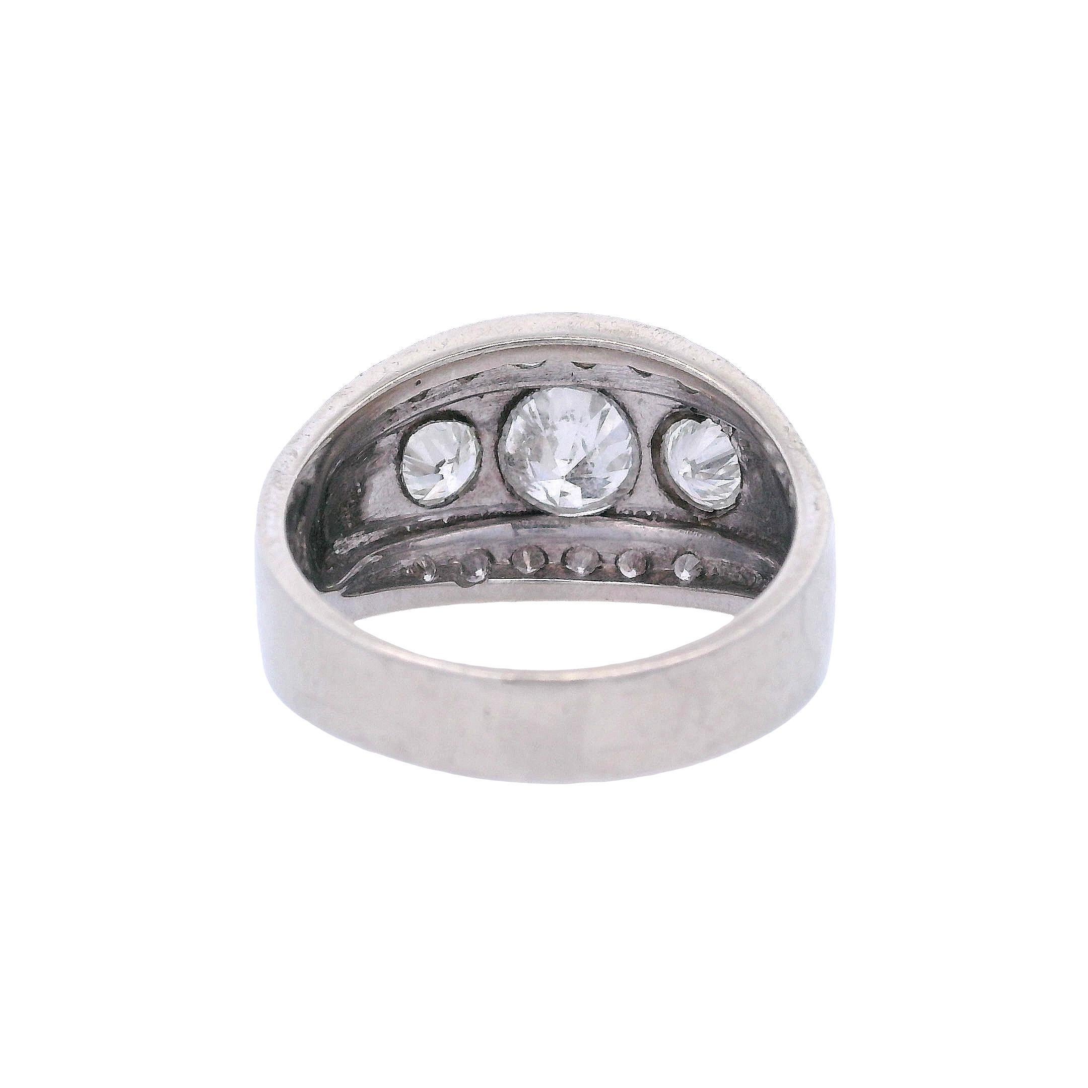 1950’s 14K White Gold Diamond Ring For Sale 1