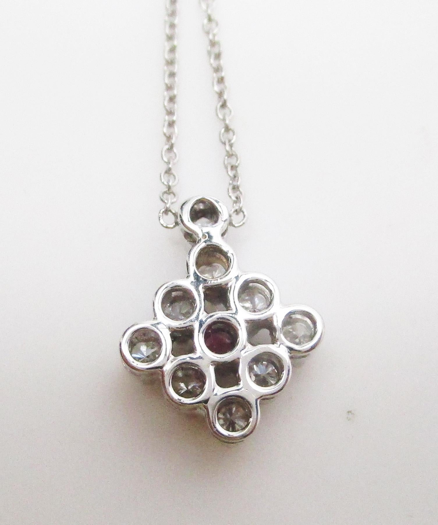 1950s, 14K White Gold Ruby and Diamond Necklace 2