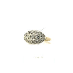 1950s Or jaune et blanc 14k Diamant Cluster RIng