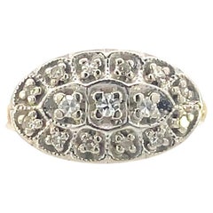 Retro 1950s 14k Yellow and White Gold Diamond Cluster RIng 