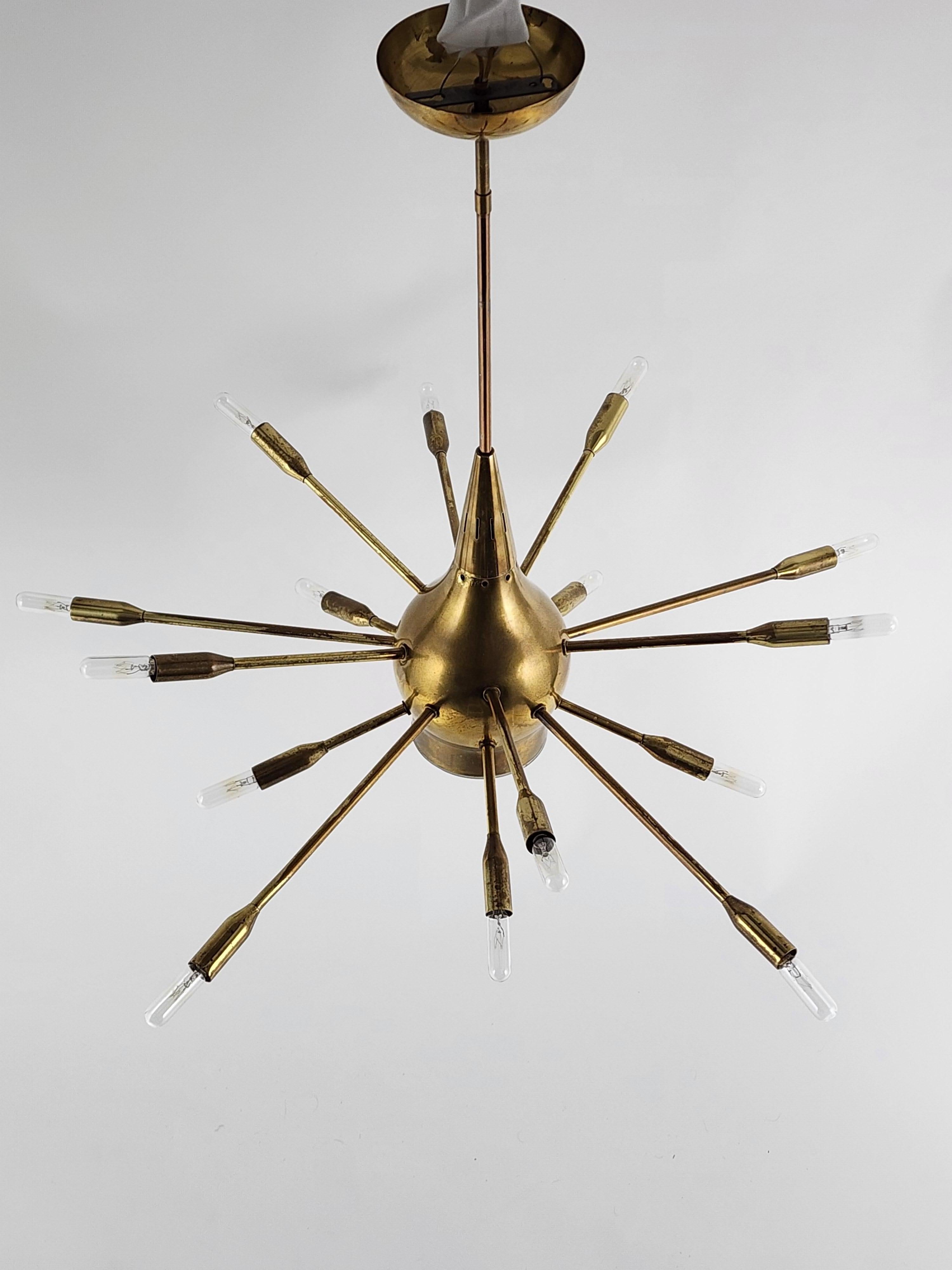 1950s 15 Arm Sputnik Chandelier with Down Light, Italy  For Sale 5