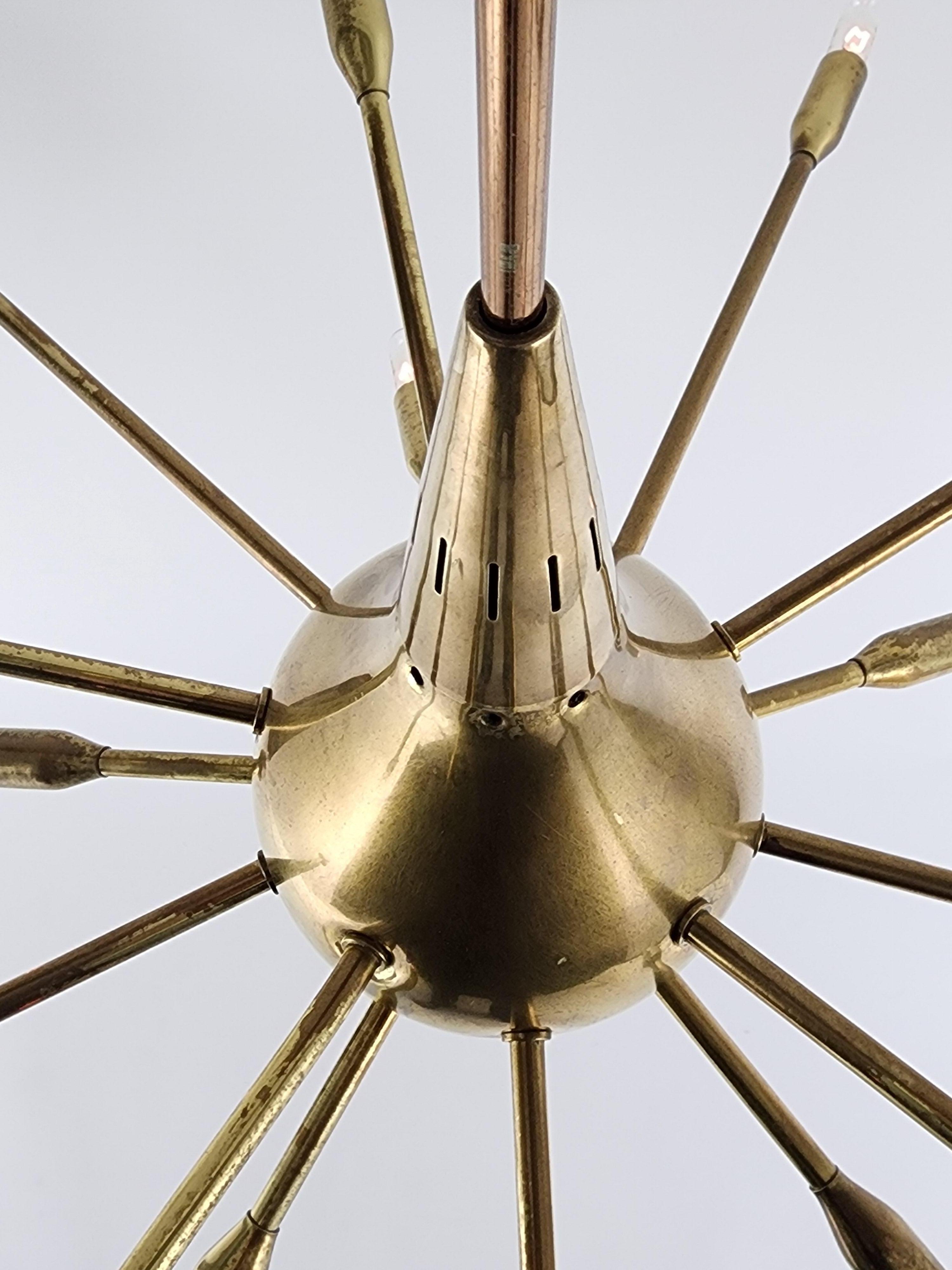 1950s 15 Arm Sputnik Chandelier with Down Light, Italy  For Sale 7