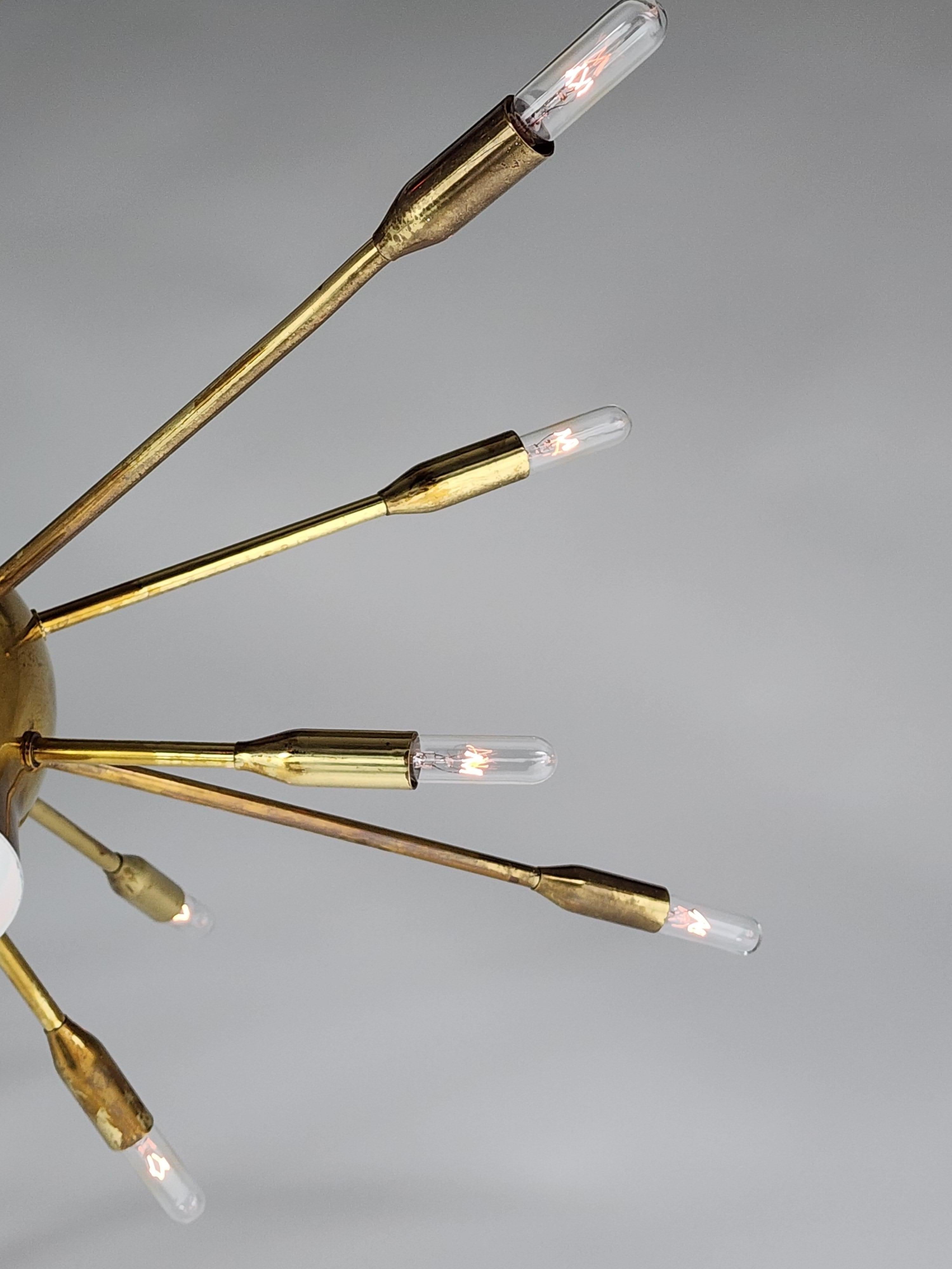 1950s 15 Arm Sputnik Chandelier with Down Light, Italy  For Sale 9