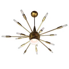 1950s 15 Arm Sputnik Chandelier with Down Light, Italy
