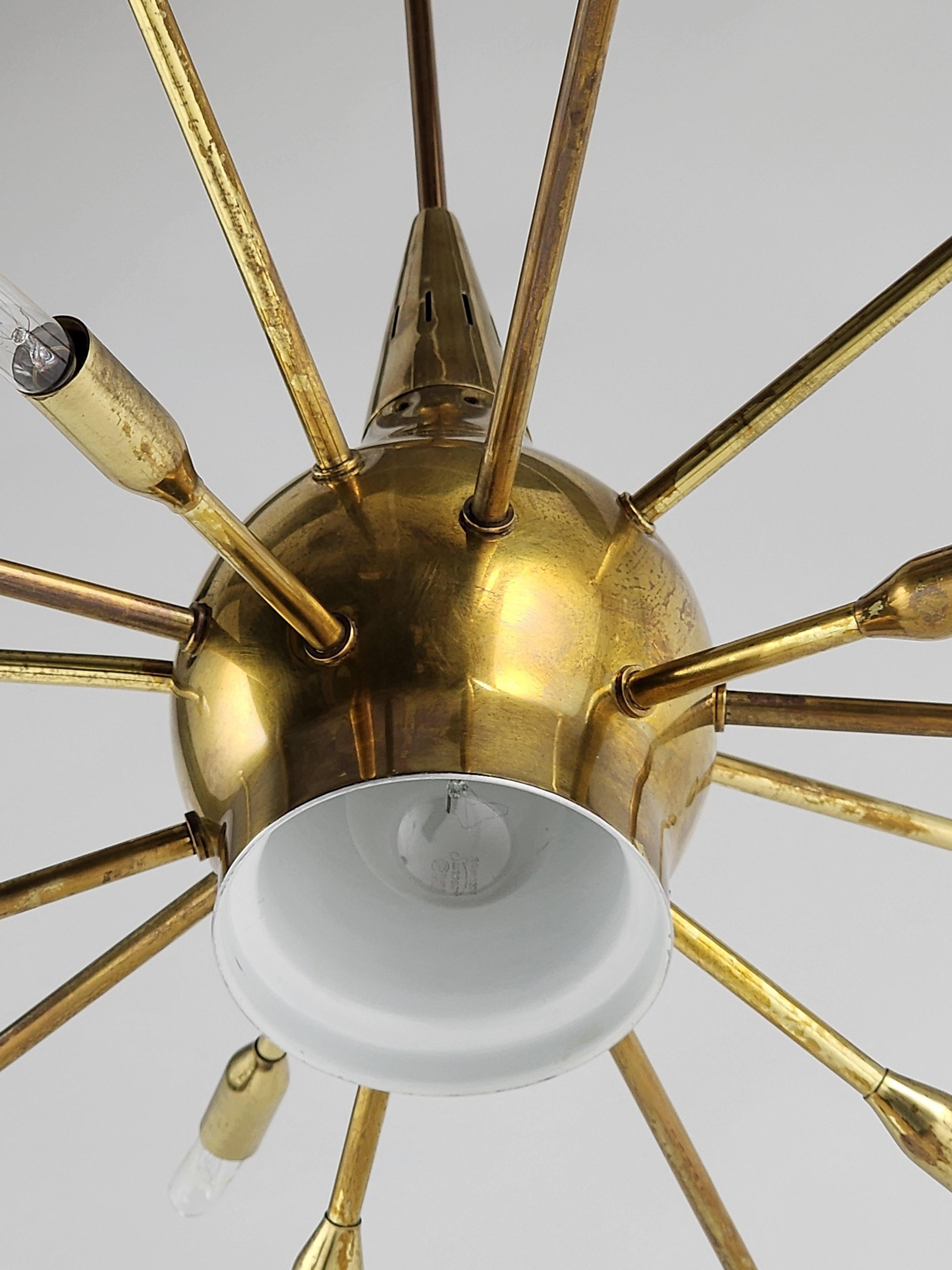 1950s 15 Arm Sputnik Chandelier with Down Light, Italy  For Sale 2