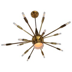 Lampadario a 15 bracci Sputnik del 1950 con luce a terra, Italia
