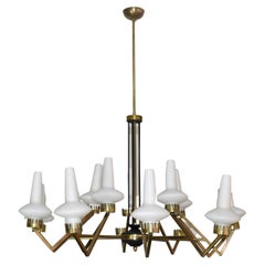 Lampadario italiano a 15 luci del 1950 attribuito a Stilnovo
