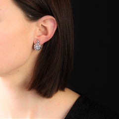 1950s 1.60 Carat Diamonds 18 Karat White Gold Daisy Clip Earrings