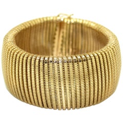 Vintage 1950s 18 Karat Pink Gold French Tubogas Accordion Bracelet