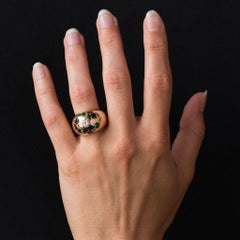 1950s 18 Karat Rose Gold Emerald Sapphire Diamond Constellation Dome Ring