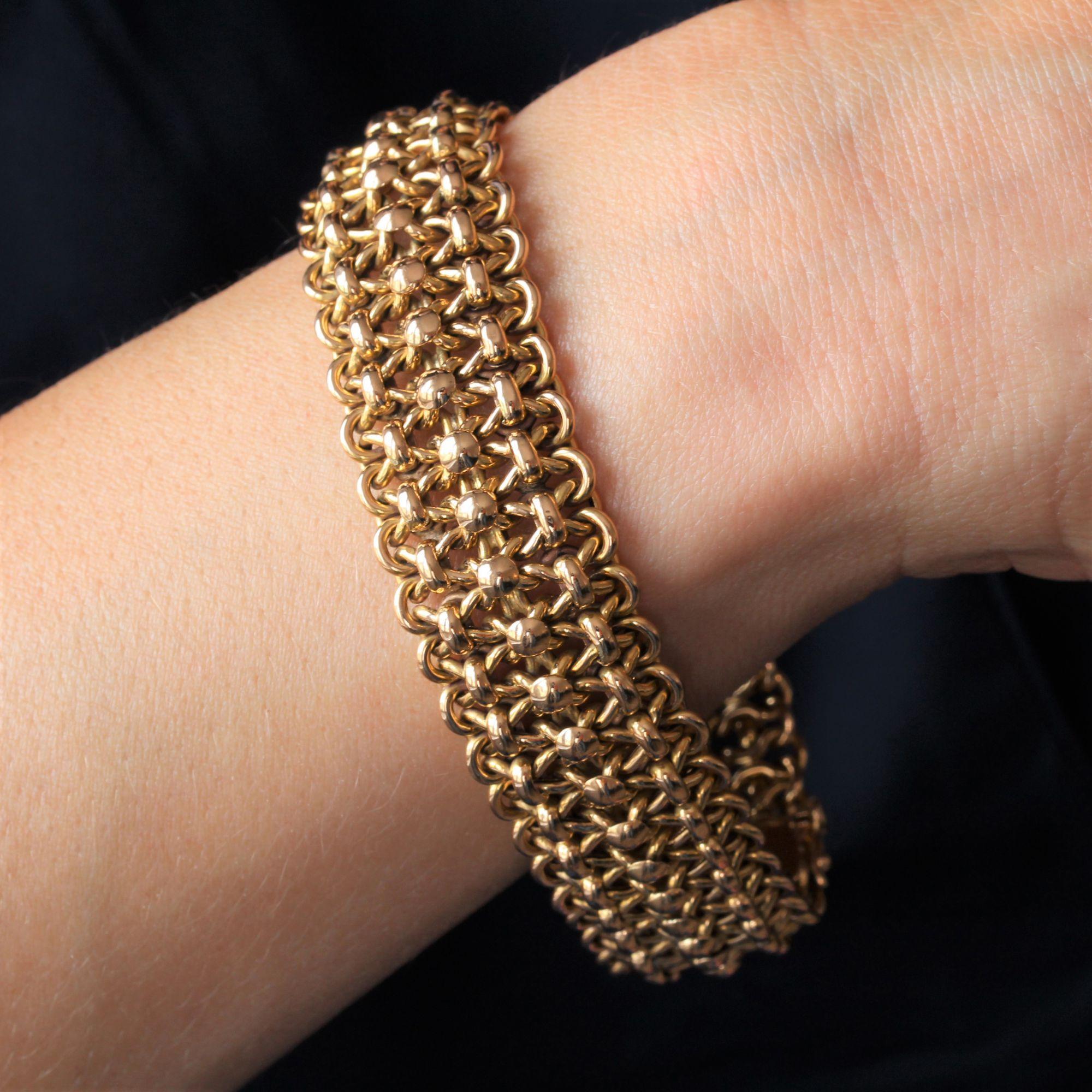 1950s 18 Karat Rose Gold Retro Bracelet 2