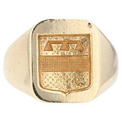 Vintage 1950s 18 Karat Yellow Gold Armored Signet Ring