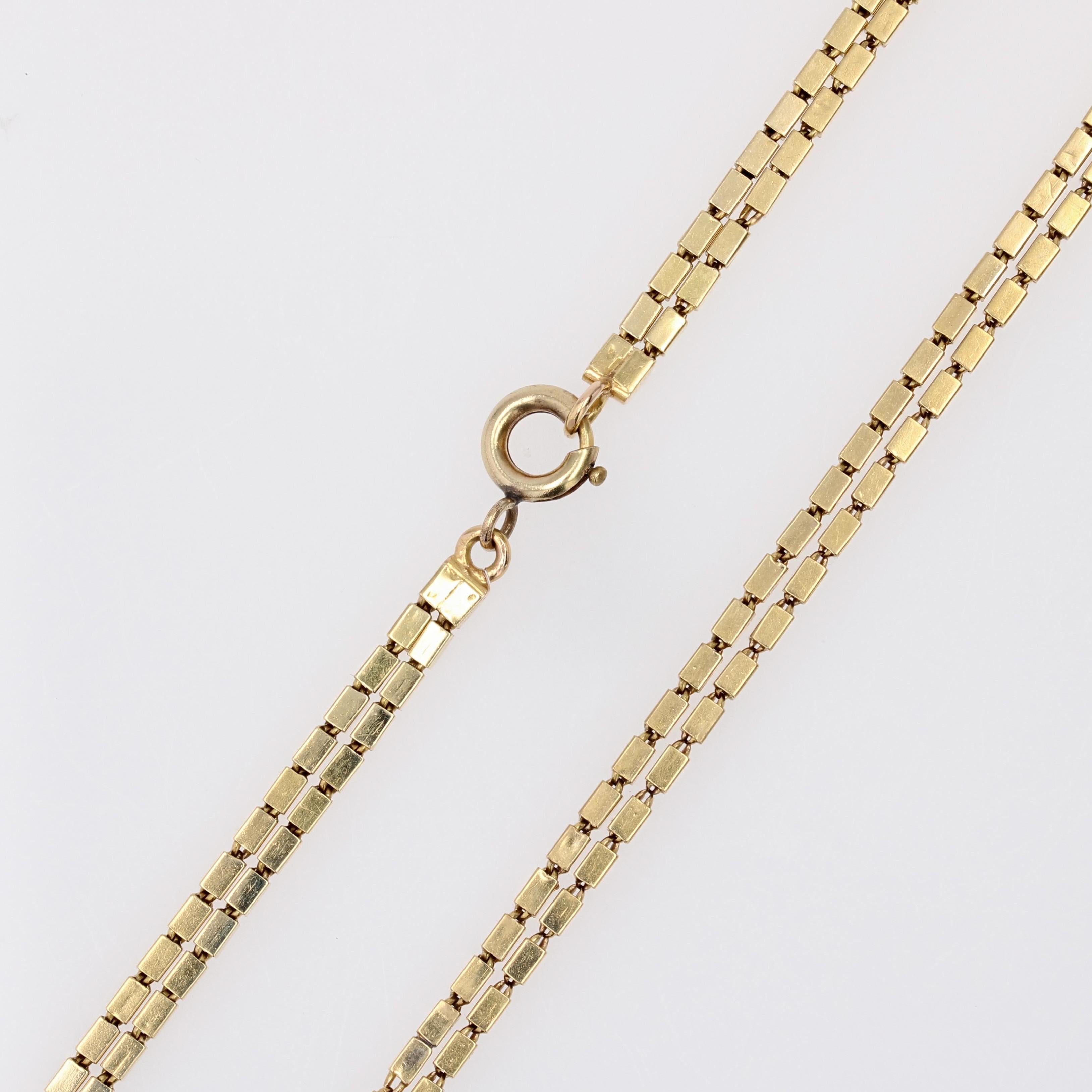 1950s 18 Karat Yellow Gold Double Row Rectangular Mesh Necklace For Sale 6