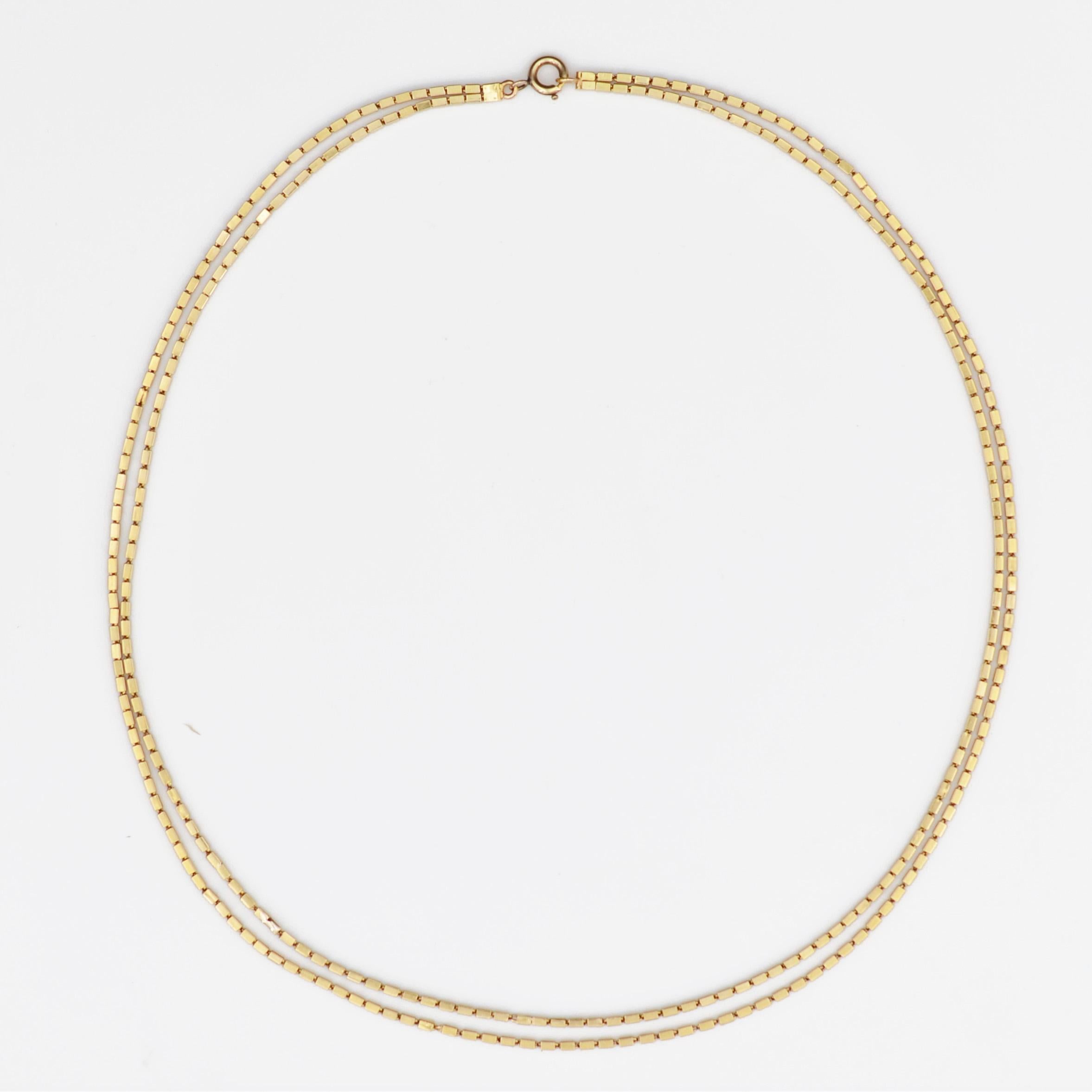 1950er Jahre 18 Karat Gelbgold Doppelreihige Rechteckige Maschen-Halskette (Retro) im Angebot