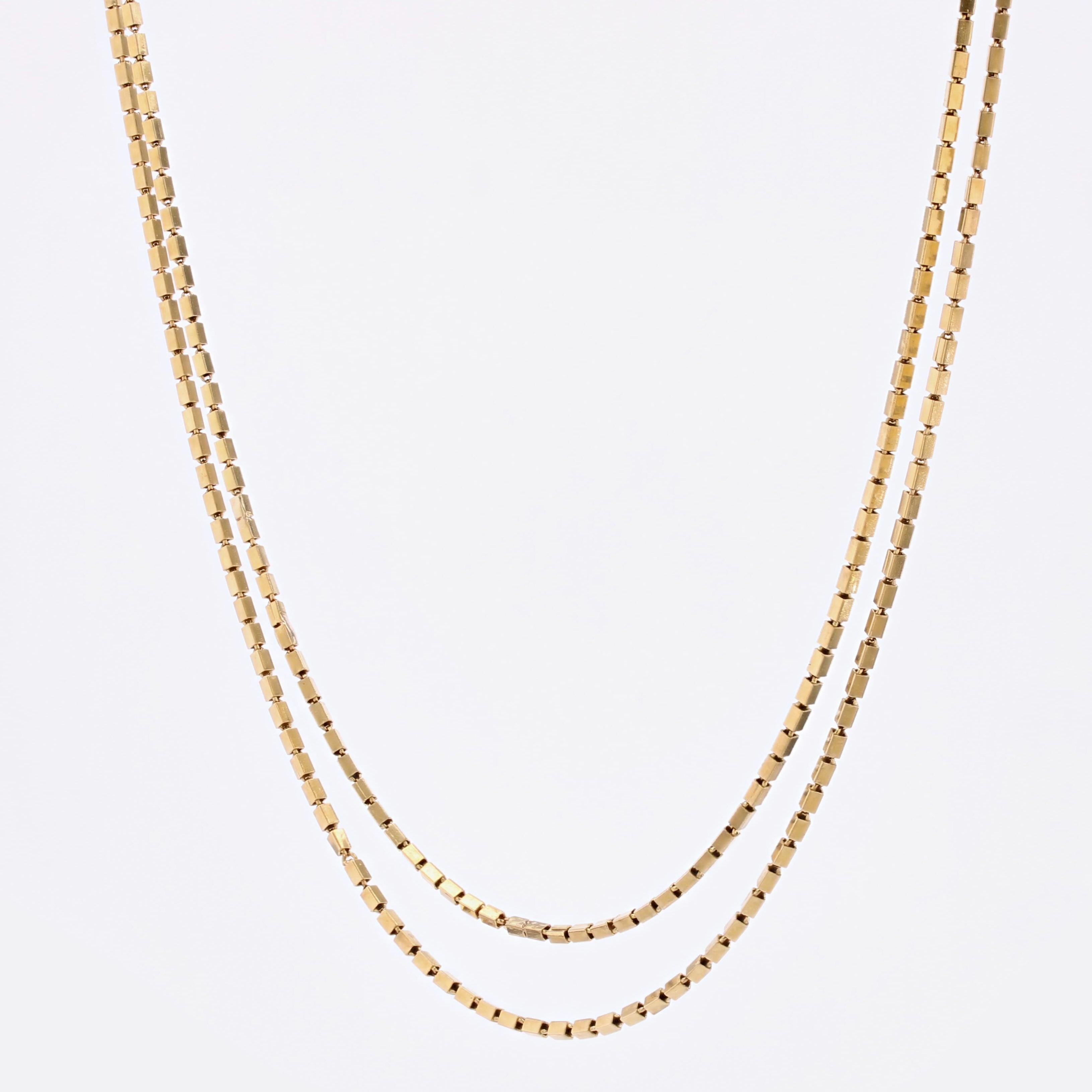Women's 1950s 18 Karat Yellow Gold Double Row Rectangular Mesh Necklace For Sale