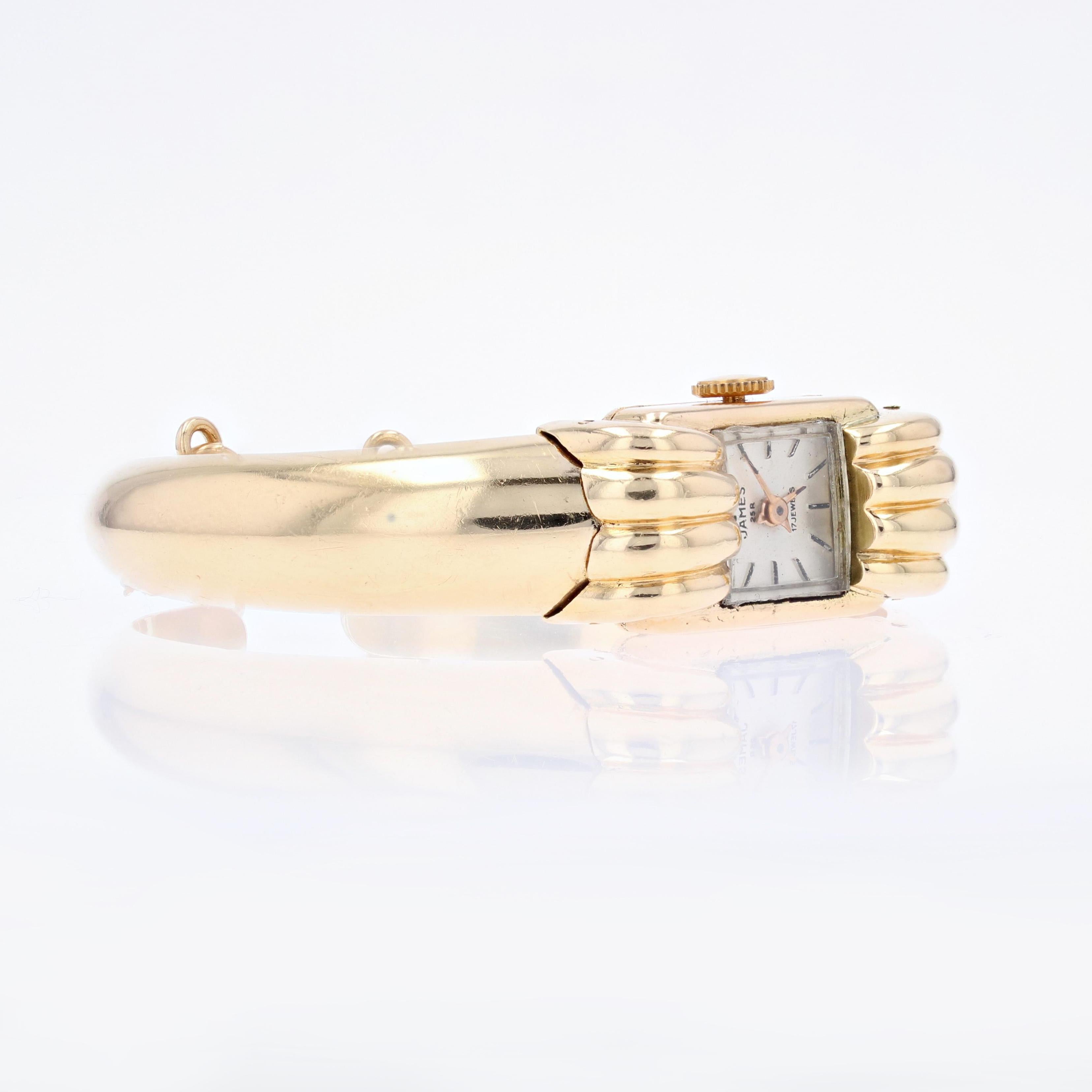 Montre-bracelet pour dame en or jaune 18 carats des années 1950 Bon état - En vente à Poitiers, FR