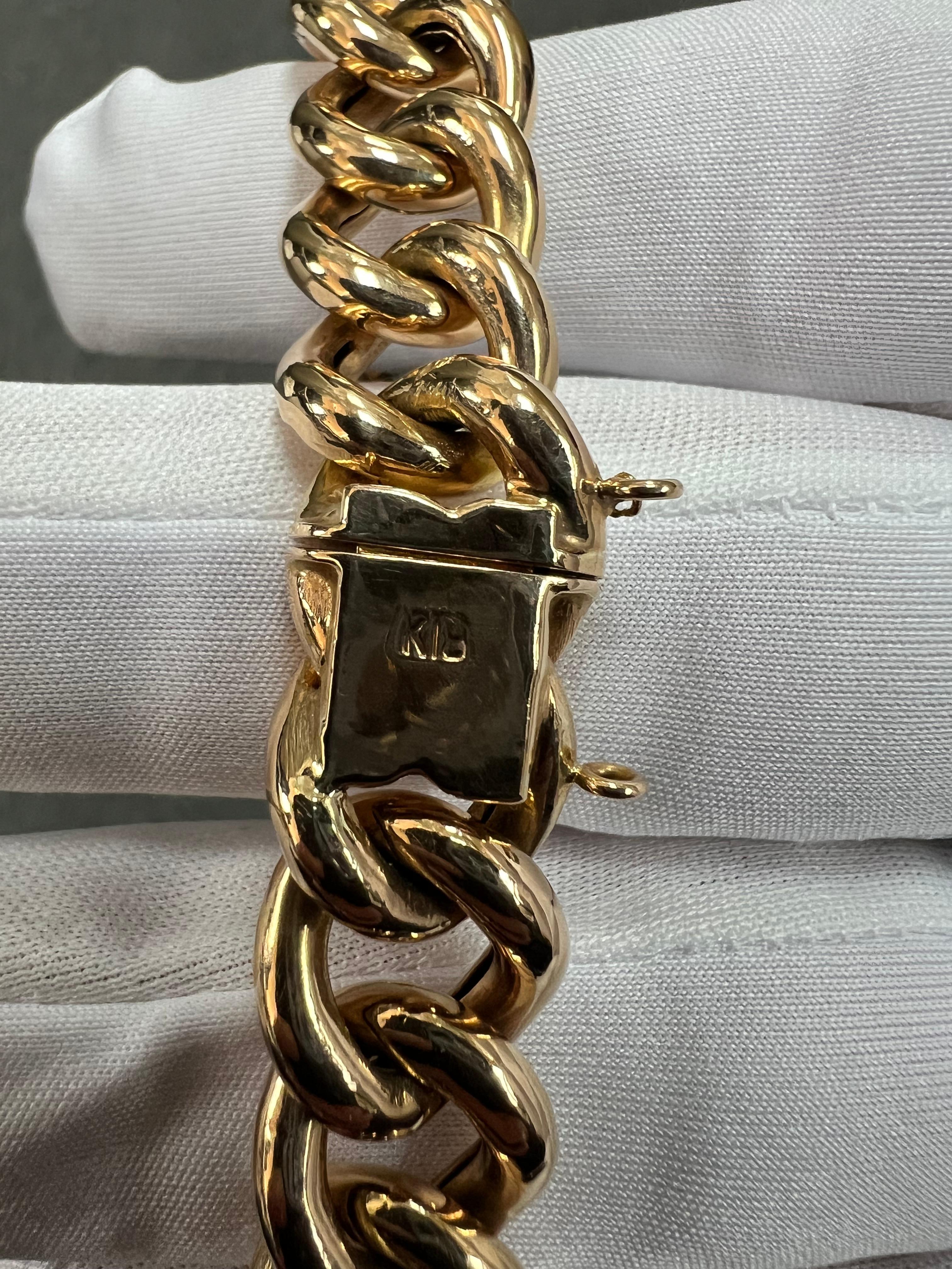 1950s 18k Pinkish Gold Hollow Curb Link Bracelet For Sale 9