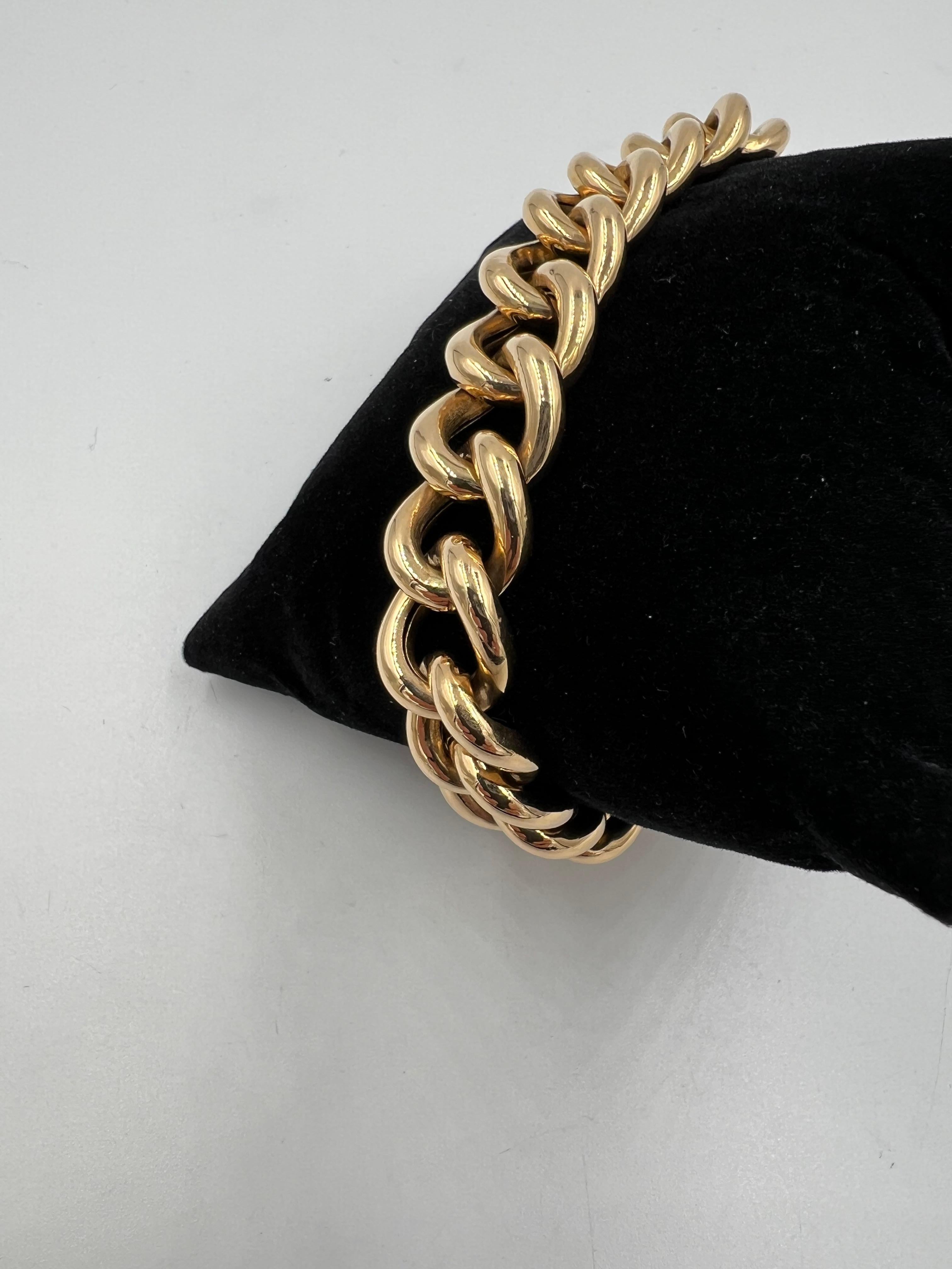 1950s 18k Pinkish Gold Hollow Curb Link Bracelet For Sale 1