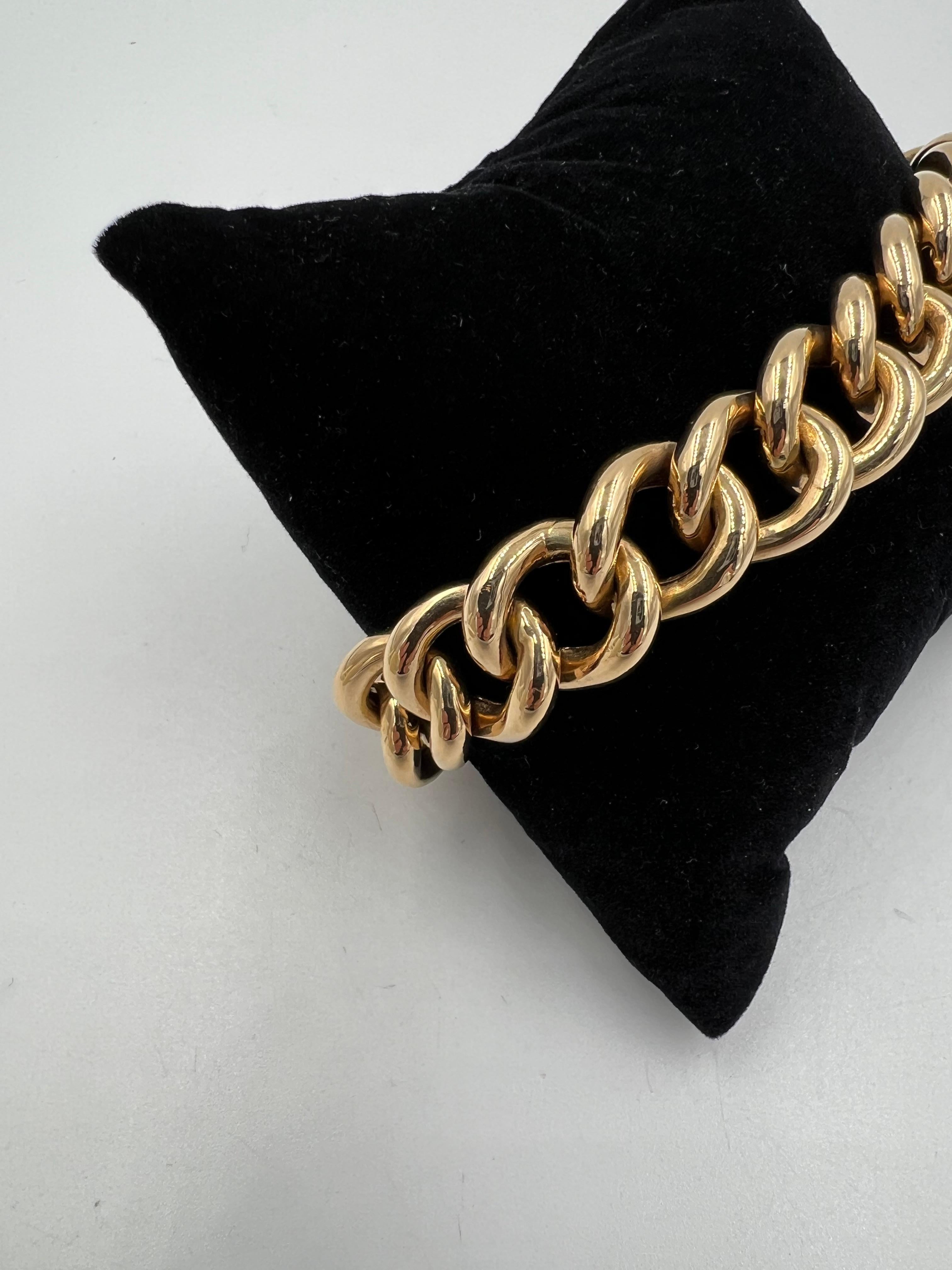 1950s 18k Pinkish Gold Hollow Curb Link Bracelet For Sale 2