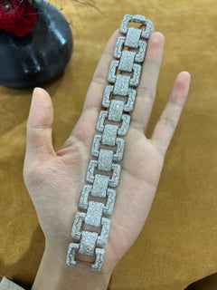 1950s–1960s 18k White Gold Pavé Diamond Link Bracelet