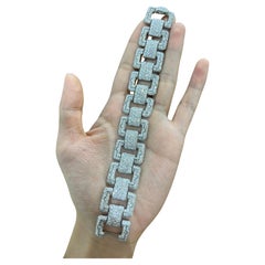 1950s–1960s 18k White Gold Pavé Diamond Link Bracelet