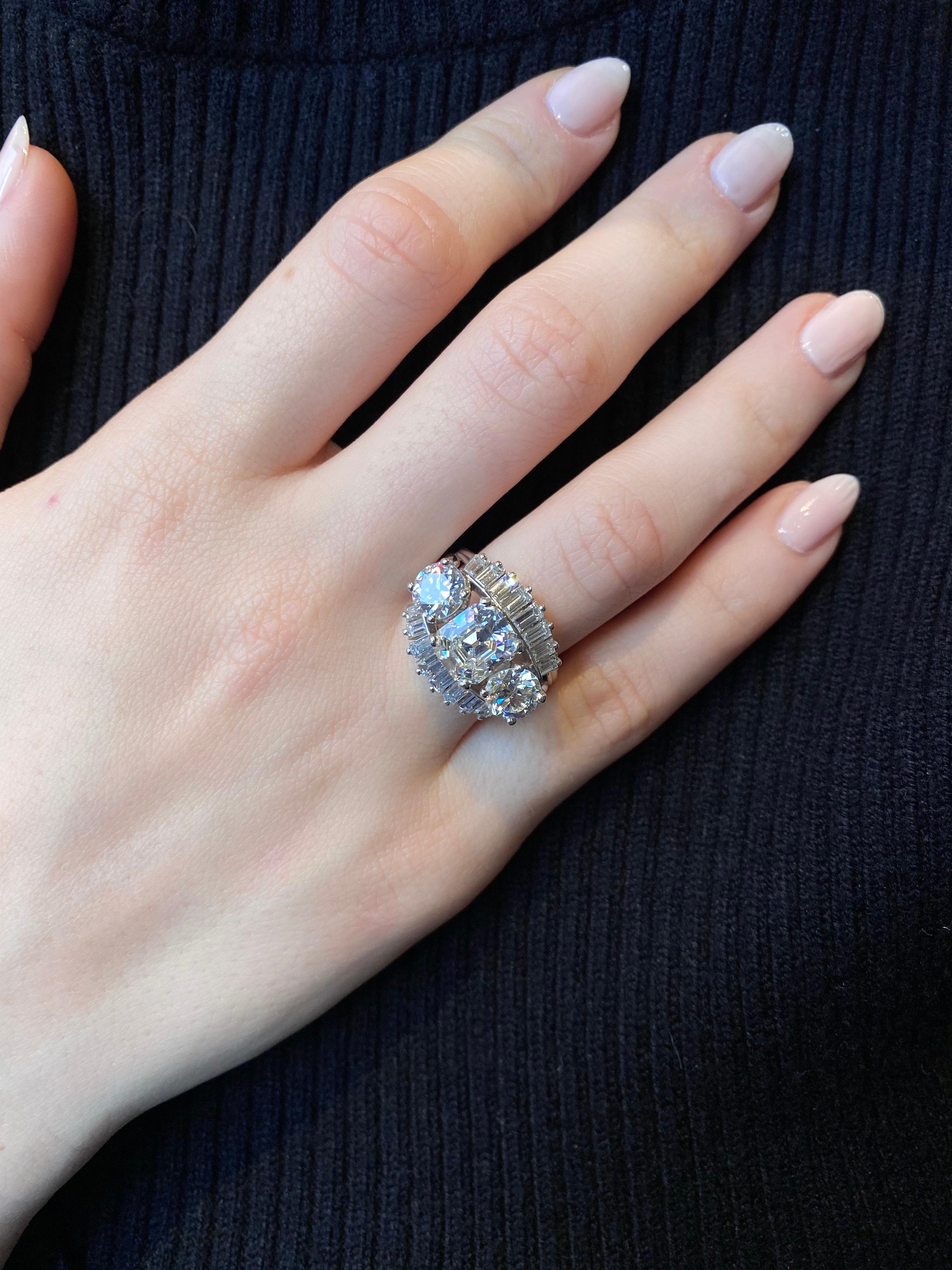 7 carat diamond ring on finger