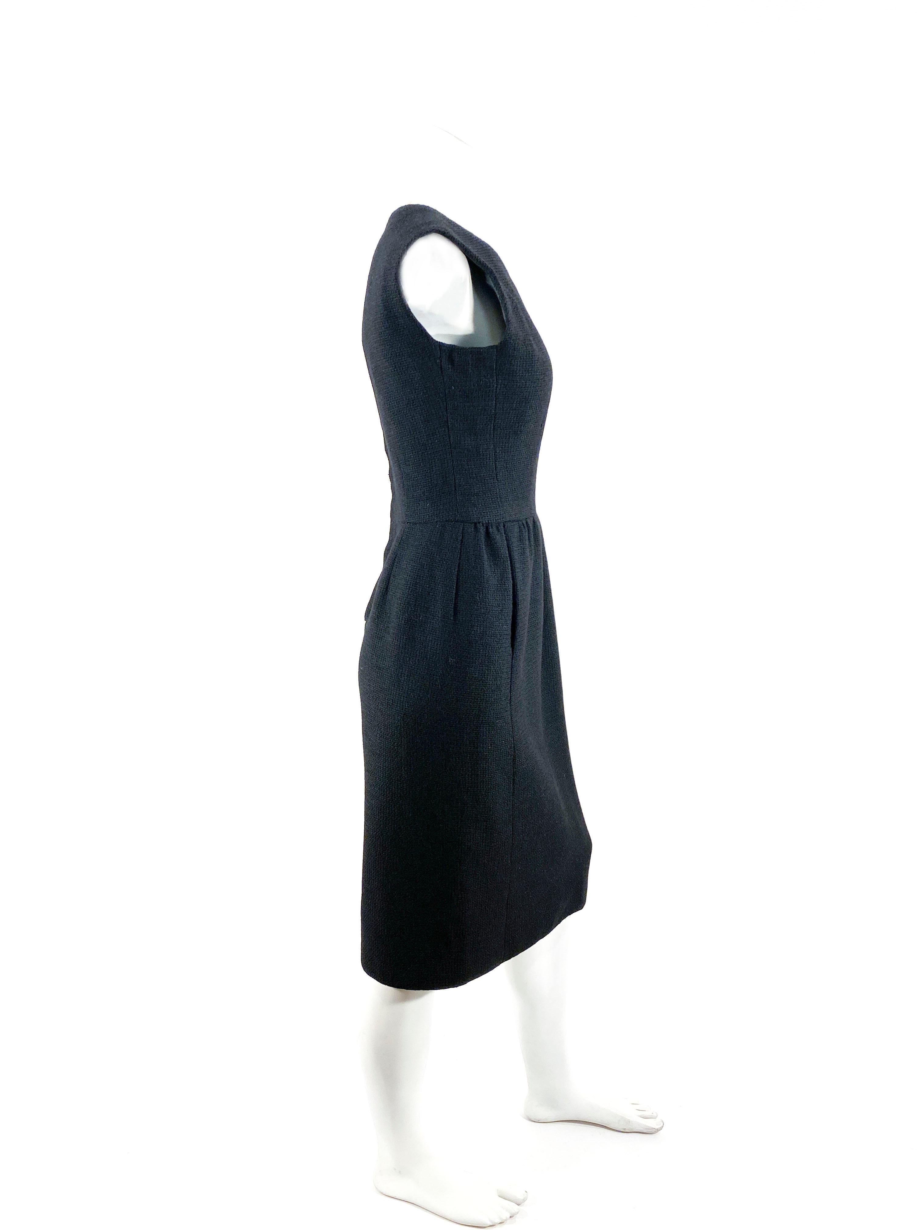 Women's 1950s/1960s Black Wool Dress For Sale