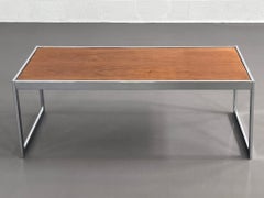 Table basse en bois et chrome de style danois et scandinave des années 1950-1960