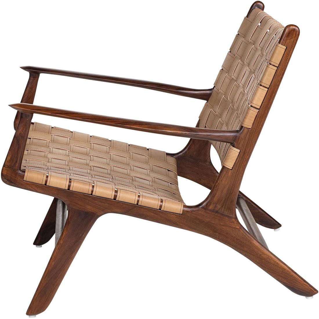 Contemporary Danish Design Style Teak Wooden and Leather Chair, 1950s-1960s
