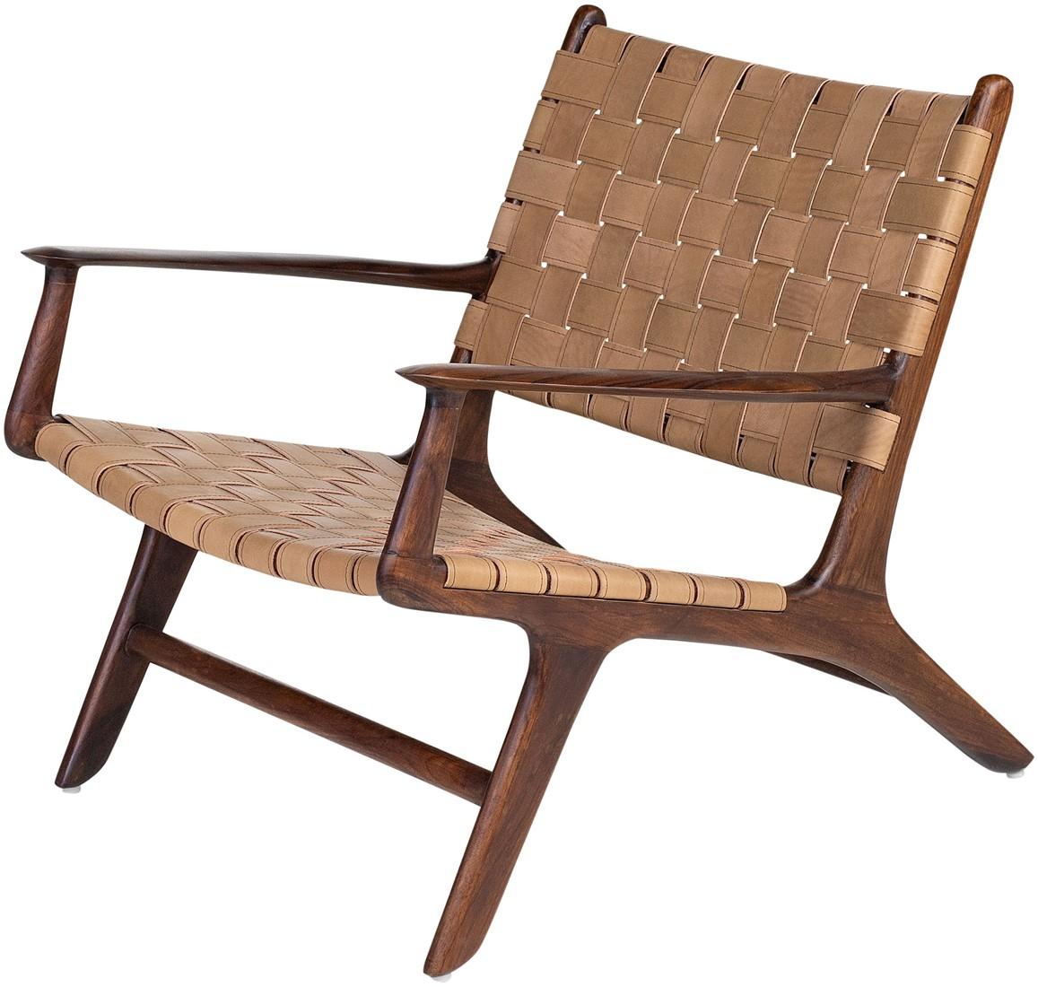 Danish Design Style Teak Wooden and Leather Chair, 1950s-1960s 1