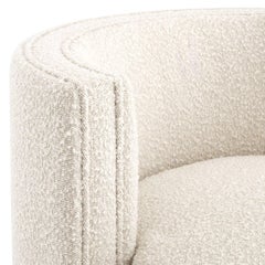 1950s-1960s Design Style All Bouclé Fabric with Brass Base Swivel Cocktail Chair