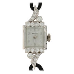 Retro 1950s-1960s Hamilton Diamond Ladies Watch, 14k Gold 2 Year Warranty .62 Carat