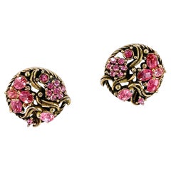 1950s/1960s Hollycraft Pink Rhinestone Clip-on Earrings