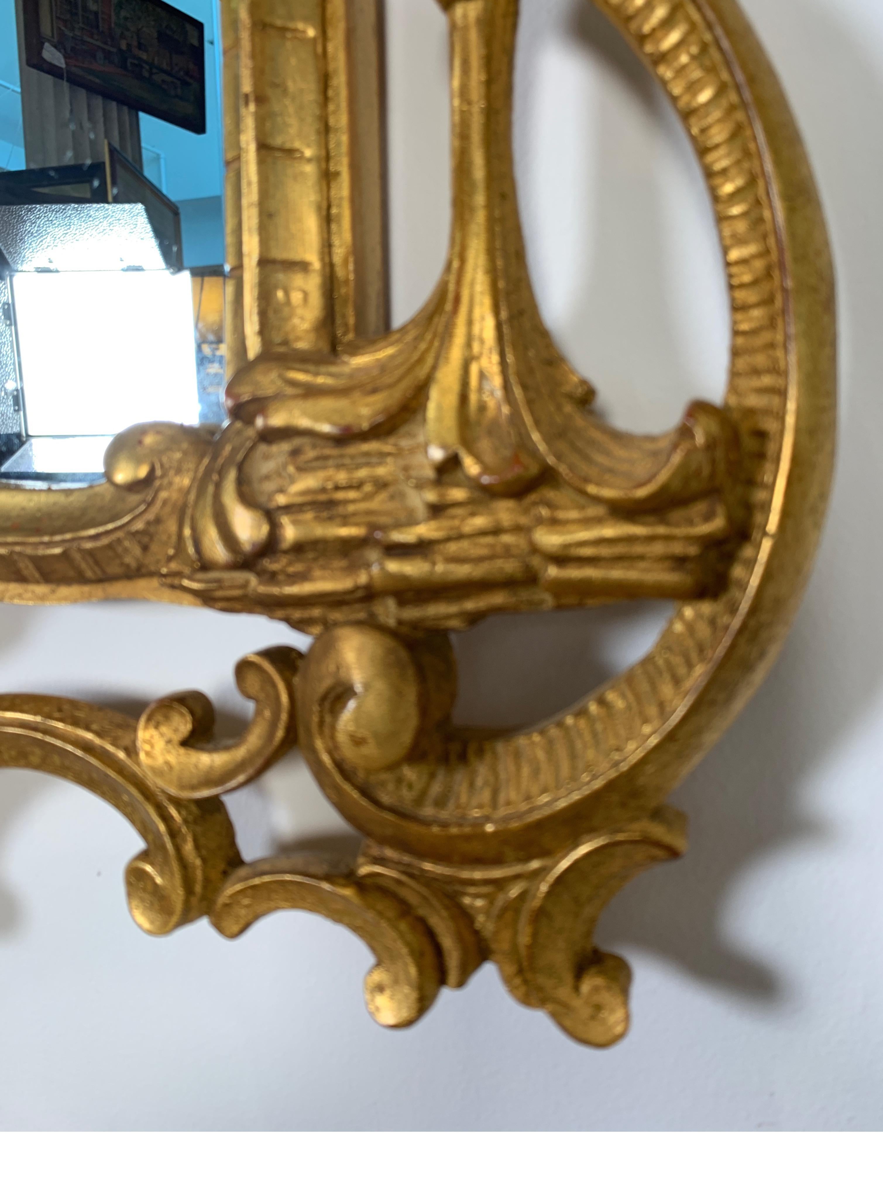 1950s-1960s Italian Gold Giltwood Rococo Style Mirror 2