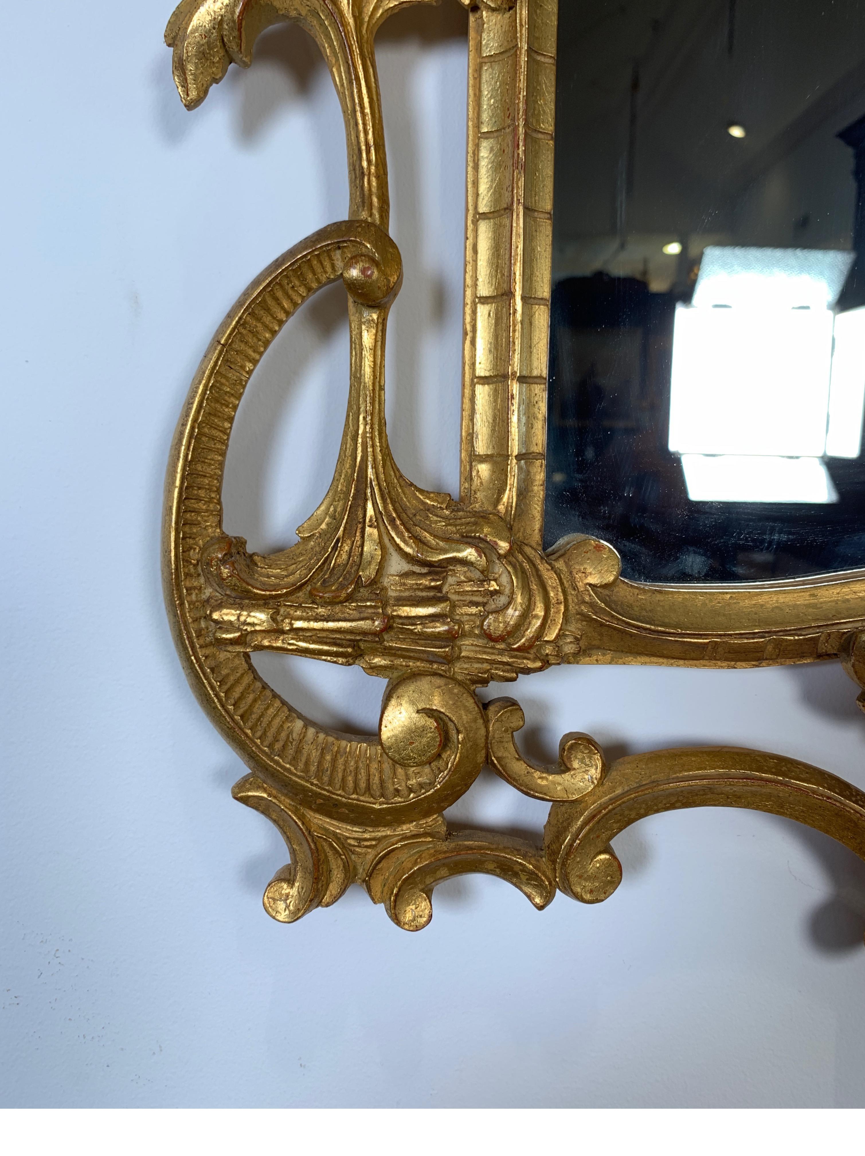 1950s-1960s Italian Gold Giltwood Rococo Style Mirror In Good Condition In Lambertville, NJ