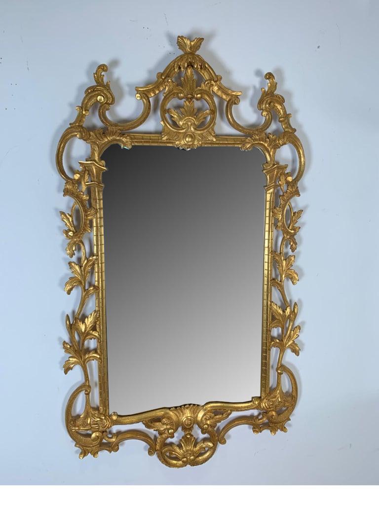 1950s-1960s Italian Gold Giltwood Rococo Style Mirror 1