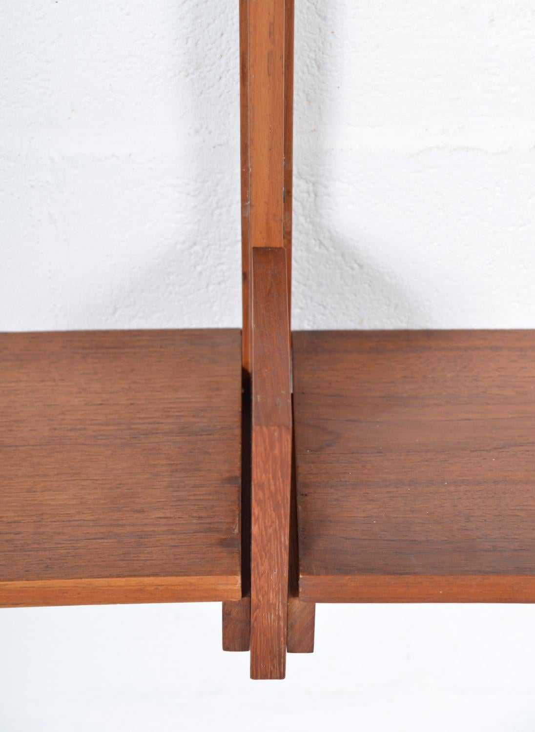 1950s 1960s Italian Teak Modular Shelving System Brutalist Bookcase 10 Shelves 6