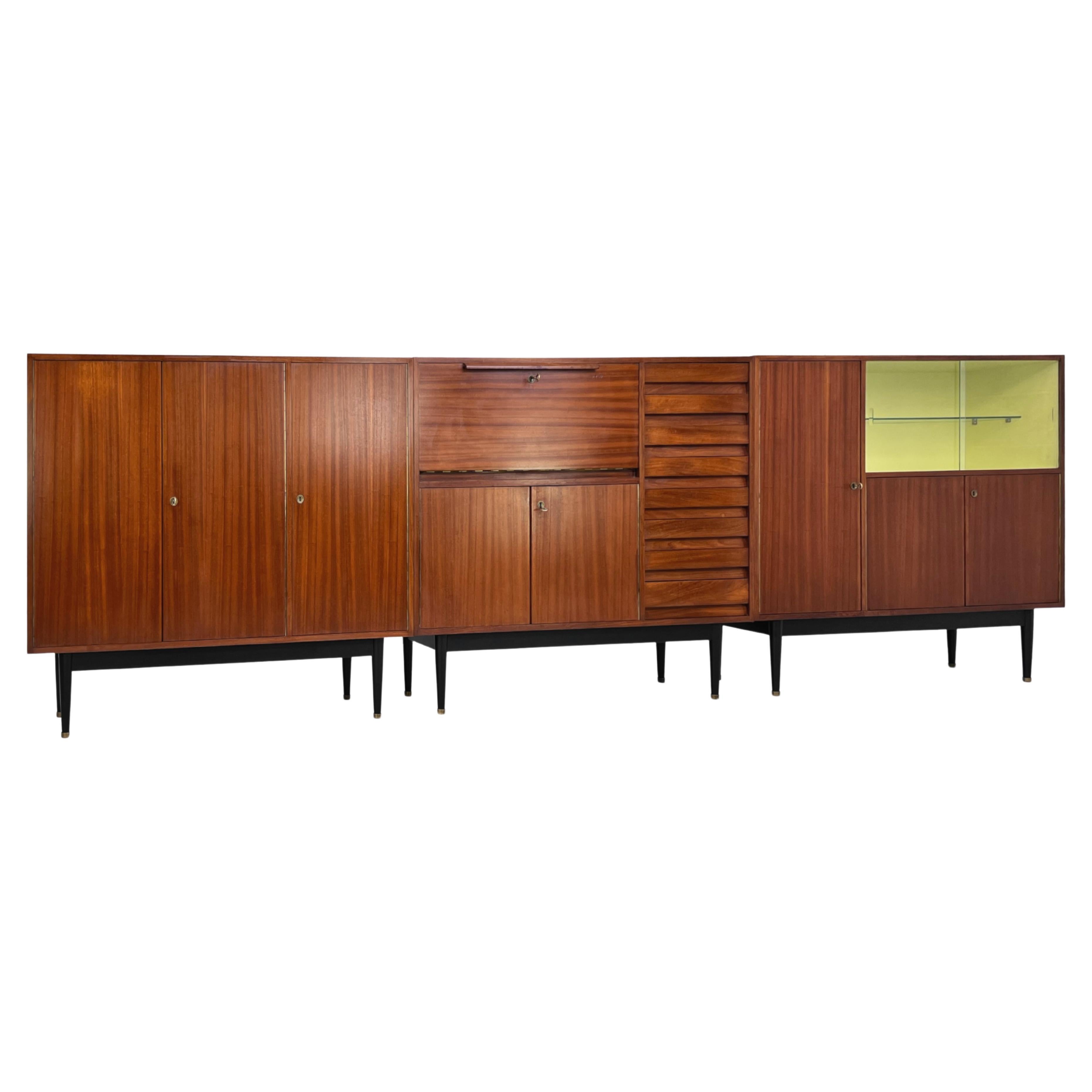 1950s - 1960s Jos De Mey Design Modular Sideboard or Midboard Cabinets Set For Sale 11